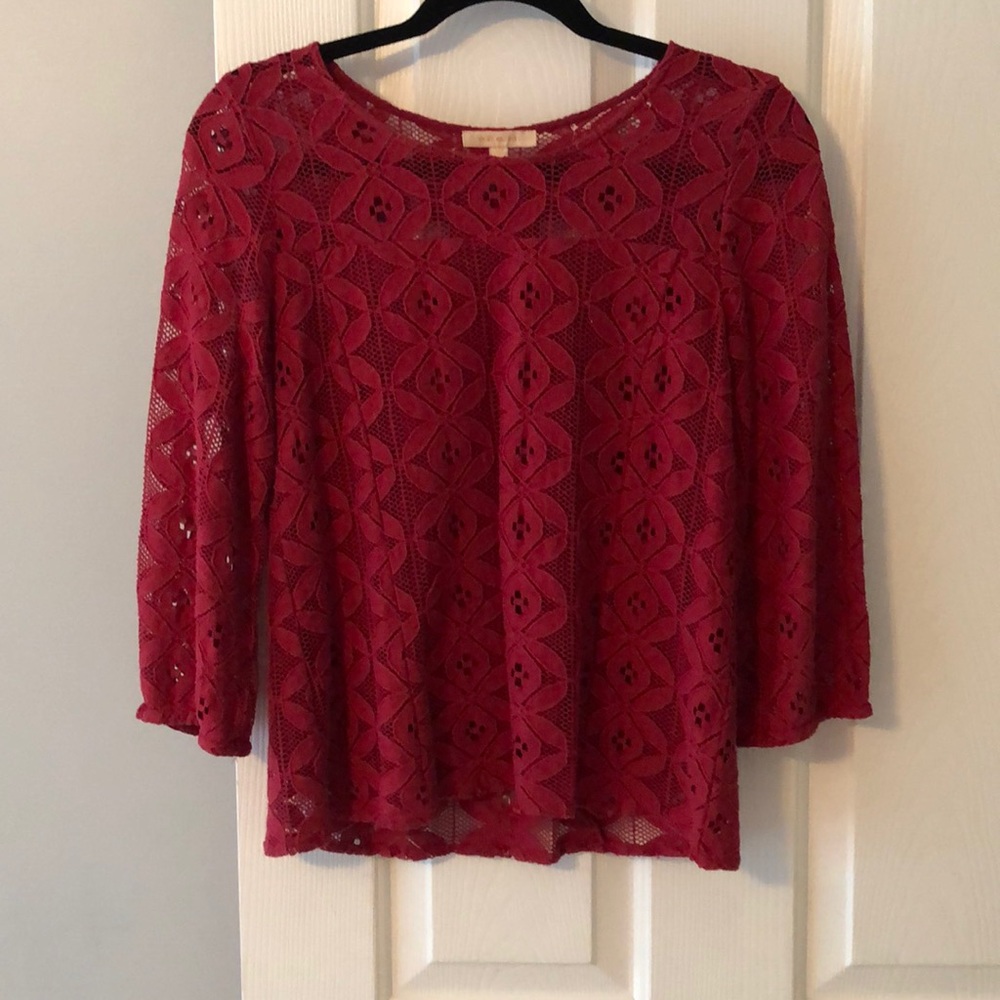 Red embroidered blouse